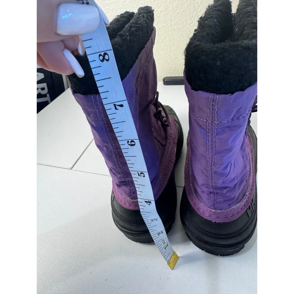 Helly Hansen Snow Boots Kids Size 12 Purple Black Winter Faux Fur Lined Gorpcore